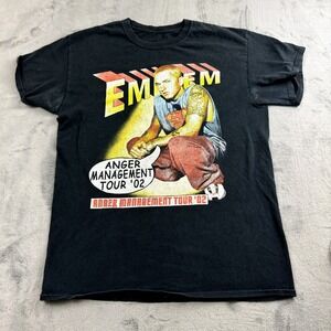 Vintage Y2K 2002 Eminem Rap T Shirt Mens Size M Black Anger‎ Management Tour
